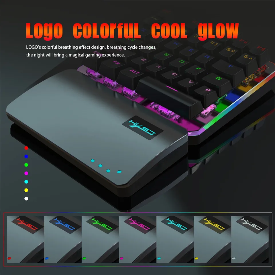 Ручная клавиатура; большие размеры 35-ключ RGB несколько Подсветка режим HXSJ одной рукой игровая клавиатура LSuitable для профессиональная игровая приставка