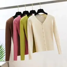 GIGOGOU Однотонный женский кардиган с v-образным вырезом, свитер в рубчик, вязаные топы, весна-осень-лето, открытые кардиганы, вязаные свитера