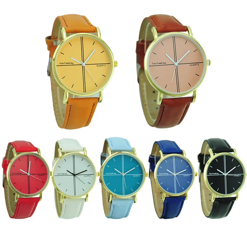 Fashion women watches bracelet watch ladies Simple Scale Simulation Leather band Thin Men And Women Quartz watch clock 3M30#N (4)