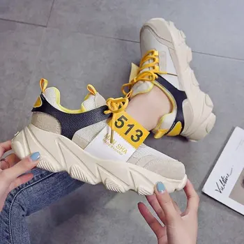 

2019 Spring Autumn Fashion Women Casual Shoes Breathable Platform Wedges Women sneakers Chunky Height Increasing Female shoes