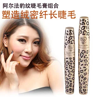

1combo Makeup Love alpha LEOPARD VELVET dense long mascara combination black fiber