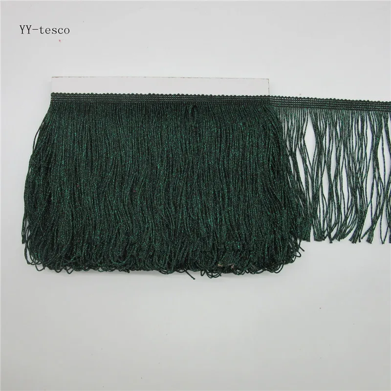 

YY-tesco 1Yards 15cm Wide green Lace Fringe Trim Tassel Fringe Trimming For Latin Dress Stage Clothes Accessorie Lace Ribbon
