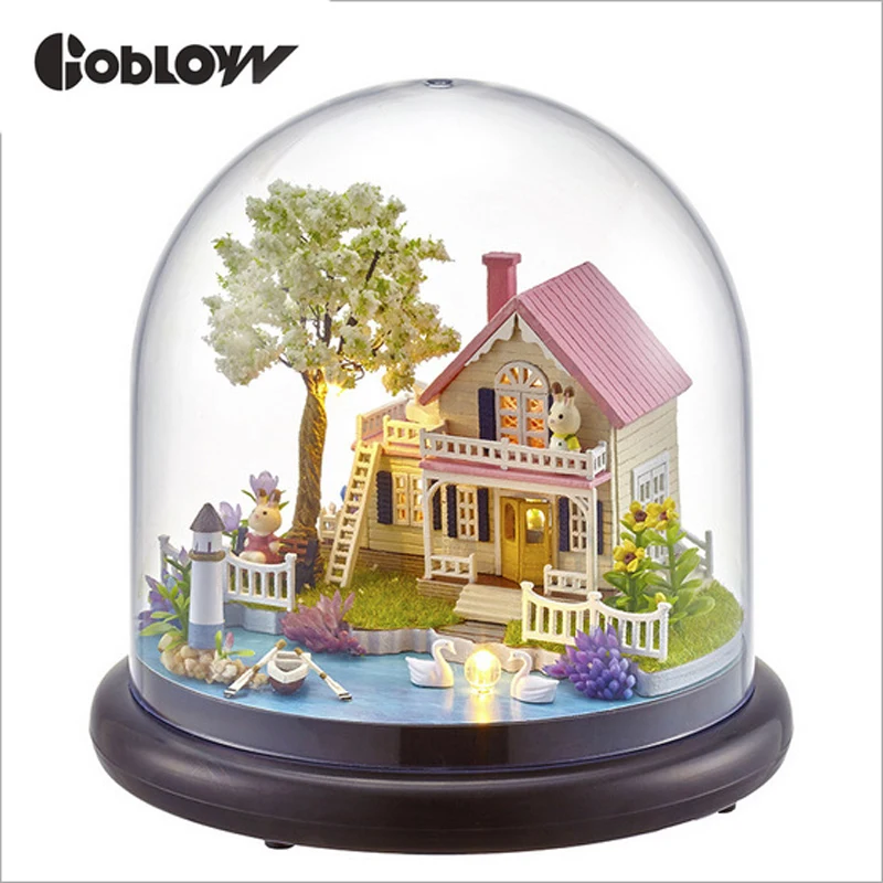 

DIY Room Fashion Wooden Assembled Mini Cottage Miniature Happy Ferris Wheels One Set Doll House Furniture Wood Miniatura Toys