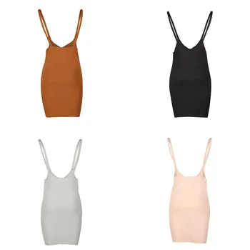 

Womens Summer Boho Short Sling Sexy Solid Color Mini Dress Evening Party Beach Sleeveless Strappy Bodycon Dresses Sundress