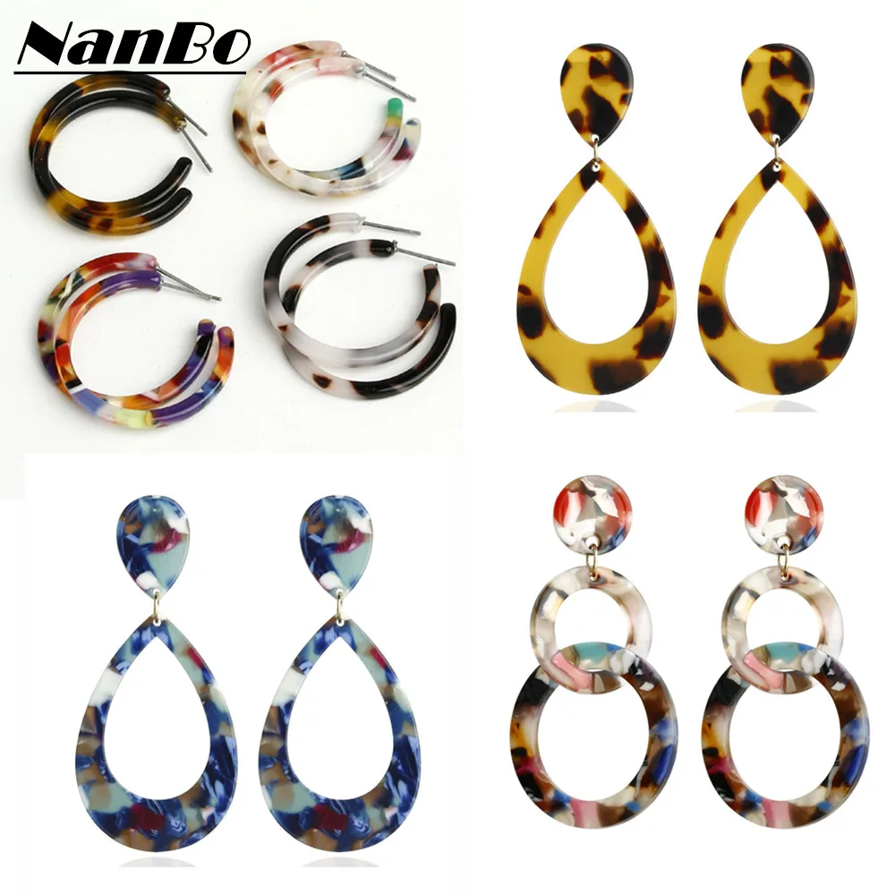 

Acrylic Round Statement Earrings For Women Fashion Leopard Drop Dangle Wedding Party Jewelry Bohemian Brincos 2019 new