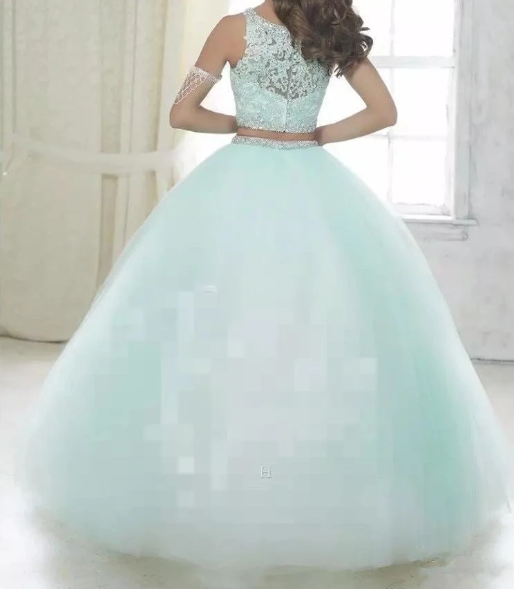 Кружевное бальное платье из двух частей, бальные платья, vestidos de 15 anos, длина до пола, длинные кружевные платья с аппликацией, милые 16 платья для выпускного вечера