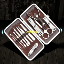12 в 1 из нержавеющей стали Дизайн ногтей маникюрный набор Уход за ногтями детей Инструменты Пальцев Ног Nail Cutter Clipper Файл ножницы, пинцет
