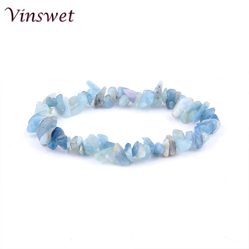 Vinswet Aquamarin бусины из кусочков камня браслет исцеляющая энергия чакра Браслеты и
