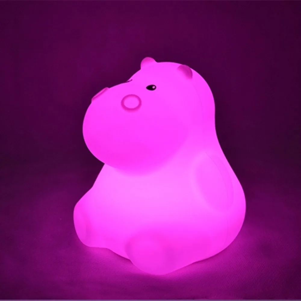 Бегемот RGB светодиодный Ночной светильник с сенсорным сенсором и дистанционным
