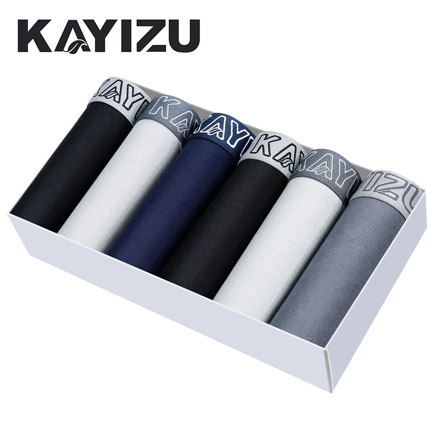 Kayidu 6 шт./лот однотонное Мужское нижнее белье хлопок боксеры шорты мужские трусы