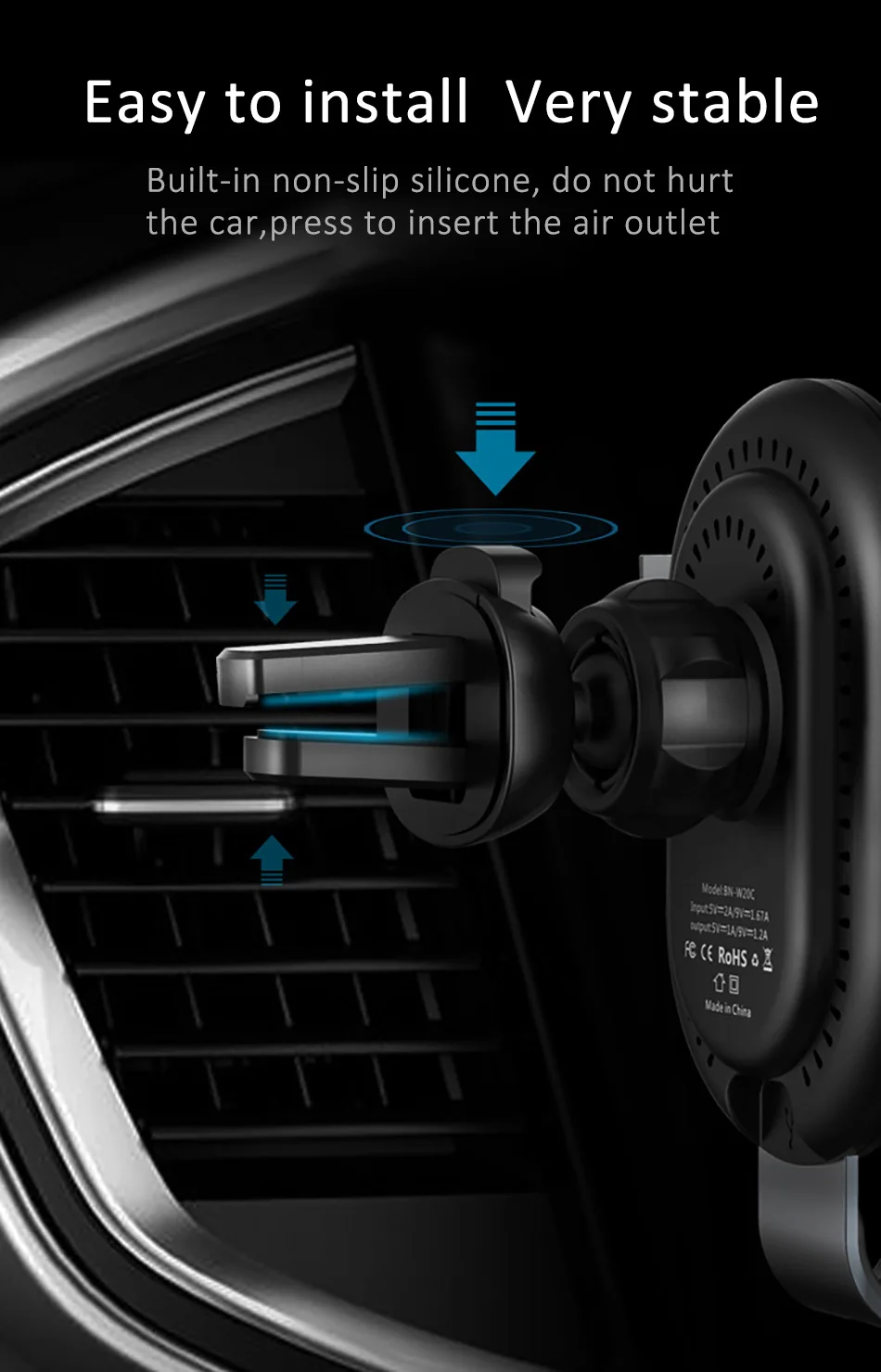 !ACCEZZ 2 in 1 Fast Car Wireless Charger Auto Phone Holder Stand For iPhone X 8 Samsung Galaxy S7 S8 S9 Plus Mount Vent Support (7)