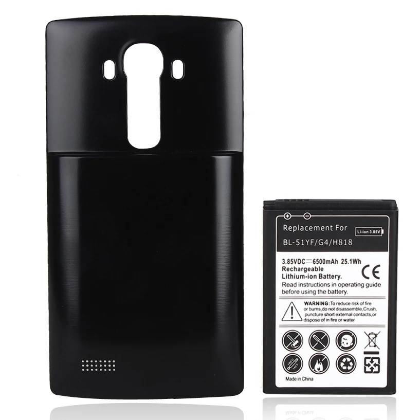 

6500mah Li-ion Replacement Battery For LG G4 BL-51YF/G4/H818 Batteries Bateria with Black Back Cover Case