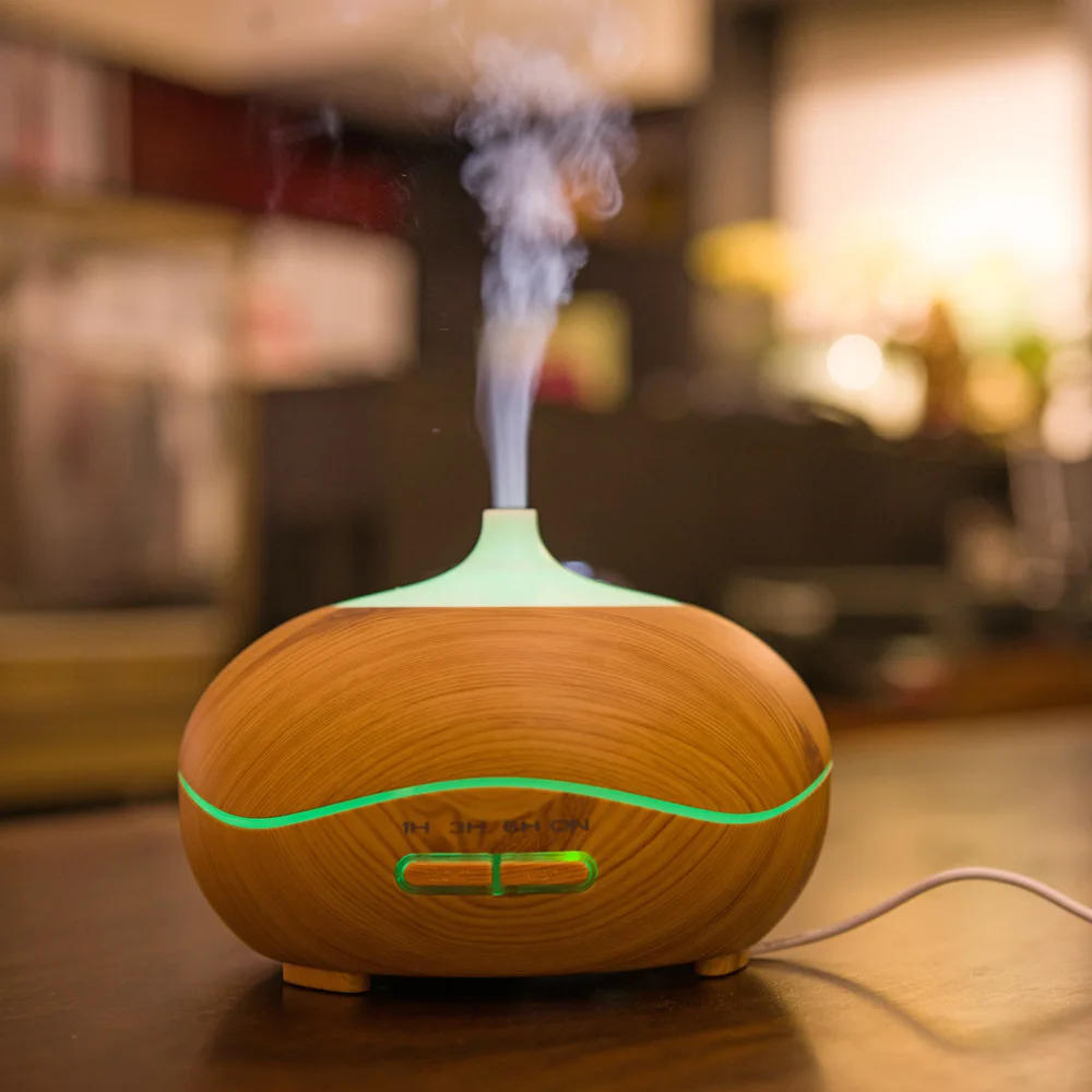

14W 300ML Home Aroma Diffuser Ultrasonic Cool Mist Air Humidifier with LED Lights Aromatherapy Essential Oil Diffuser Wood Grain