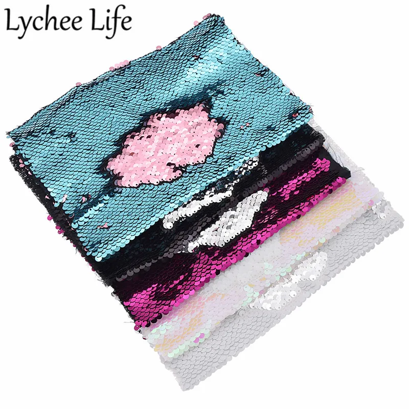 Двухсторонняя ткань Lychee Life с блестками цветная полиэфирная современная домашняя
