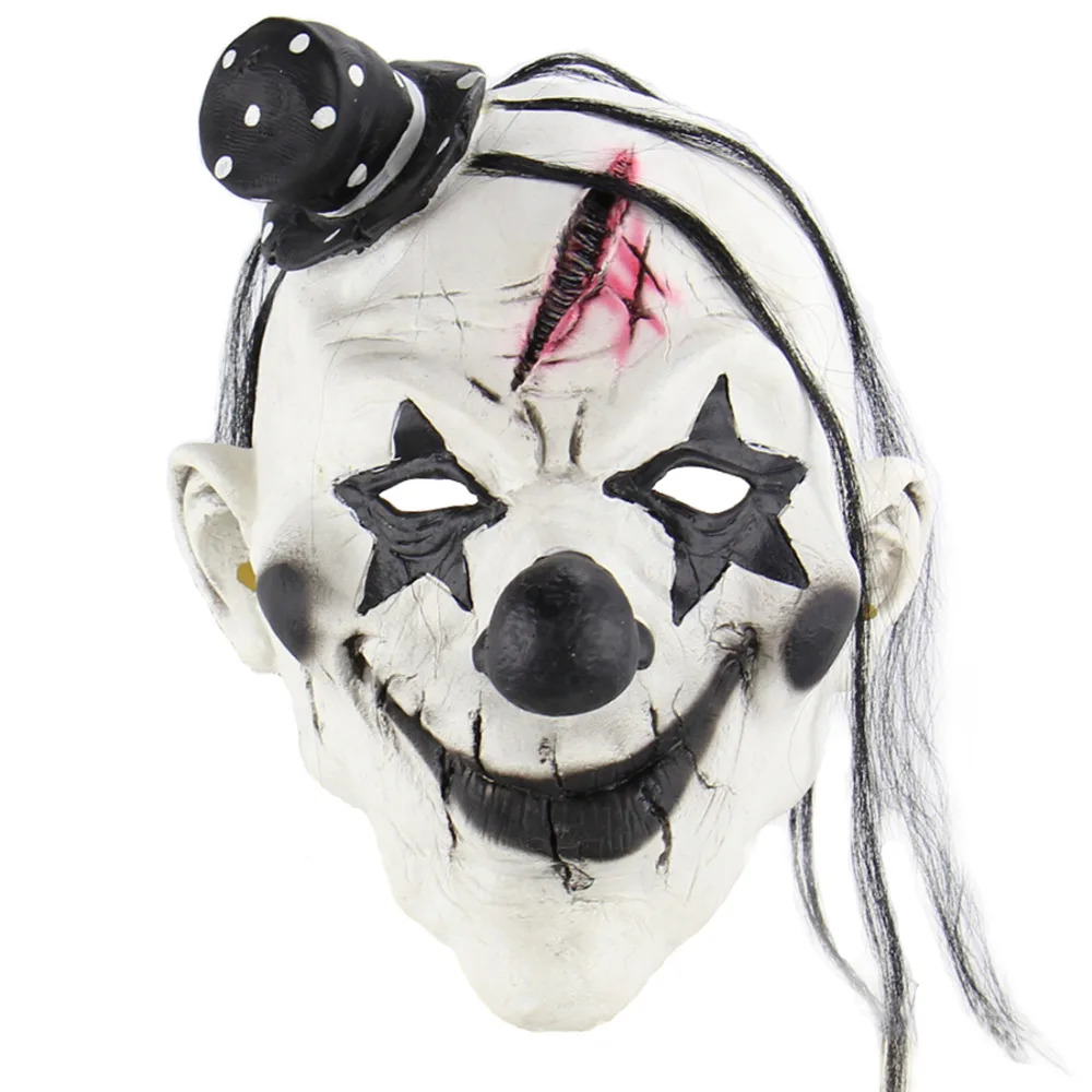 

Horrible Scary Demon Clown Latex Mask Halloween Mischievous Mask Evil Joker Killer Terror Prop Novelty Masquerade Full Face Mask