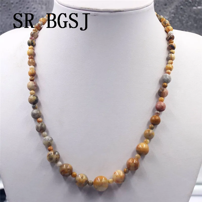 Free Shipping 4-12mm Crazy Lace Agat Onyx Graduated Natural Gems Genuine Stone Beads Adjustable Chokers Necklace 18&quot | Украшения и