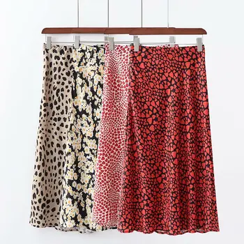 

Leopard print high waist skirts womens vintage bohemiankorean style streetwear punk rock a line midi skirt