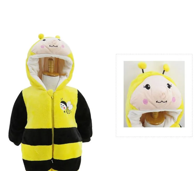 2017 Winter New Thick Flannel Baby Rompers Small Bee Baby Boy&Girl Jumpsuit Children Clothes Newbore Hooded Long Sleeve Bodysuit15