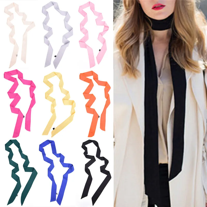 

Long Scarf Belt Small Scarf Ribbon Ladies Narrow Scarf Approx 200cm length Colorful Women Scarves Spring Autumn Solid Color