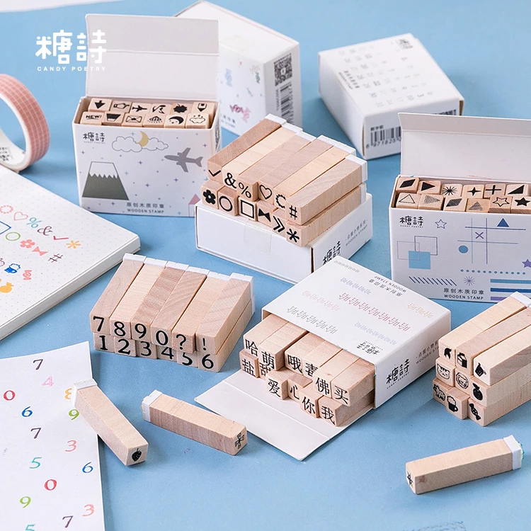 

12pc\Embellishment small objects retro seal DIY wooden decoration diary scrapbook stamp wooden stamp student stationery supplies