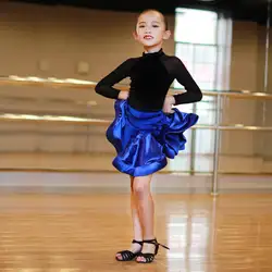 Малыш Девушки Латинской платье для танцев костюмы для детей с длинным рукавом Бальные Латинский танцевальный костюм платье для танцев для