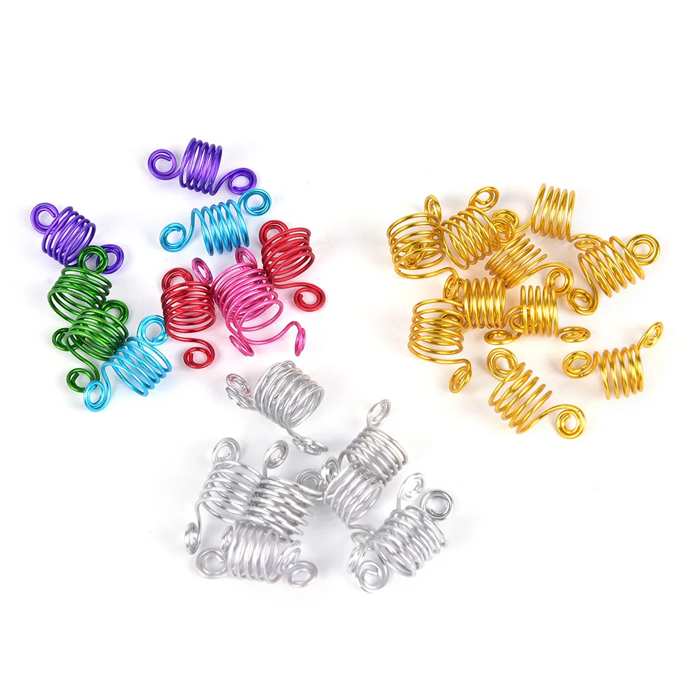 10pcs/lot Fashion Aluminum Hair Braid Dreadlock Beads Cuffs Clips Braid Spiral For Braid Hair Extension Accessories