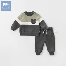 DB8446 dave bella/осенние комплекты одежды с длинными рукавами для маленьких мальчиков Топ для малышей+ штаны, комплект из 2 предметов Детские костюмы высокого качества