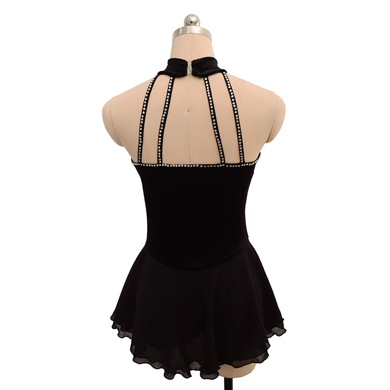 Women's Children's Figure Skating Competition Training Dress Rhythmic Gymnastics Sleeveless Black Velvet Nasinaya