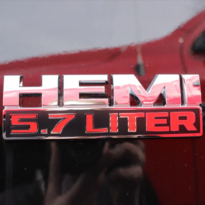 JX-LCLYL 5.7 Liter HEMI Logo Emblem Nameplate Badge Decal for Dodge Ram Jeep Silver
