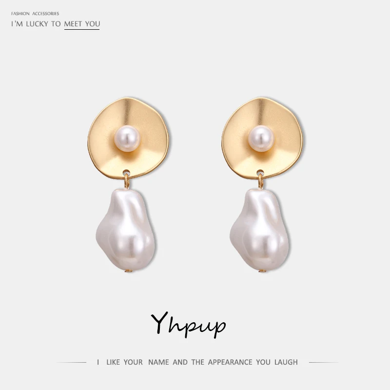 

Yhpup New Trendy Baroque Imitation Shell Pearl Dangle Earrings Elegant Palace Charm Oorbellen orecchini for Women Party Jewelry