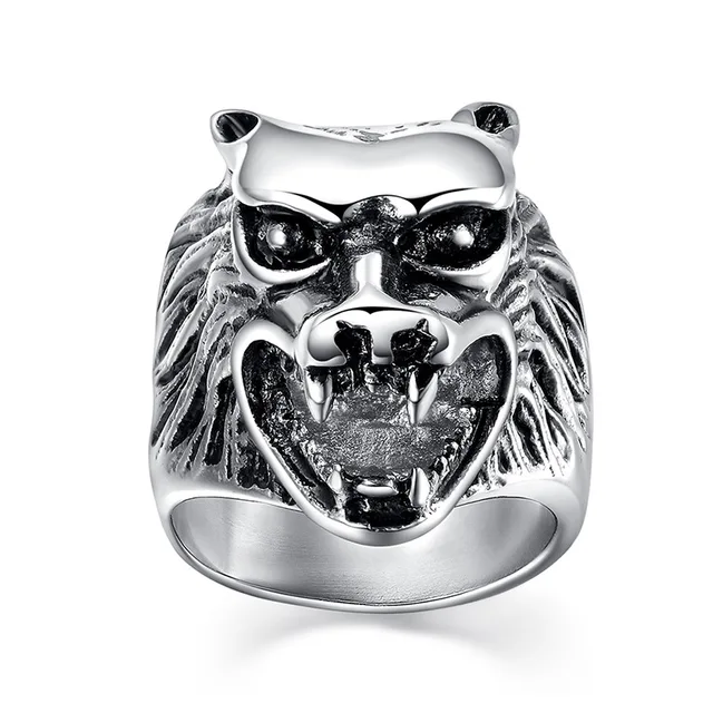 Punk Rings For Men Wedding Bands 25mm Wolf Head Stainless Steel Punk Rings For Men Wedding Bands 25mm Wolf Head Stainless Steel S Jewelry Size 8 To