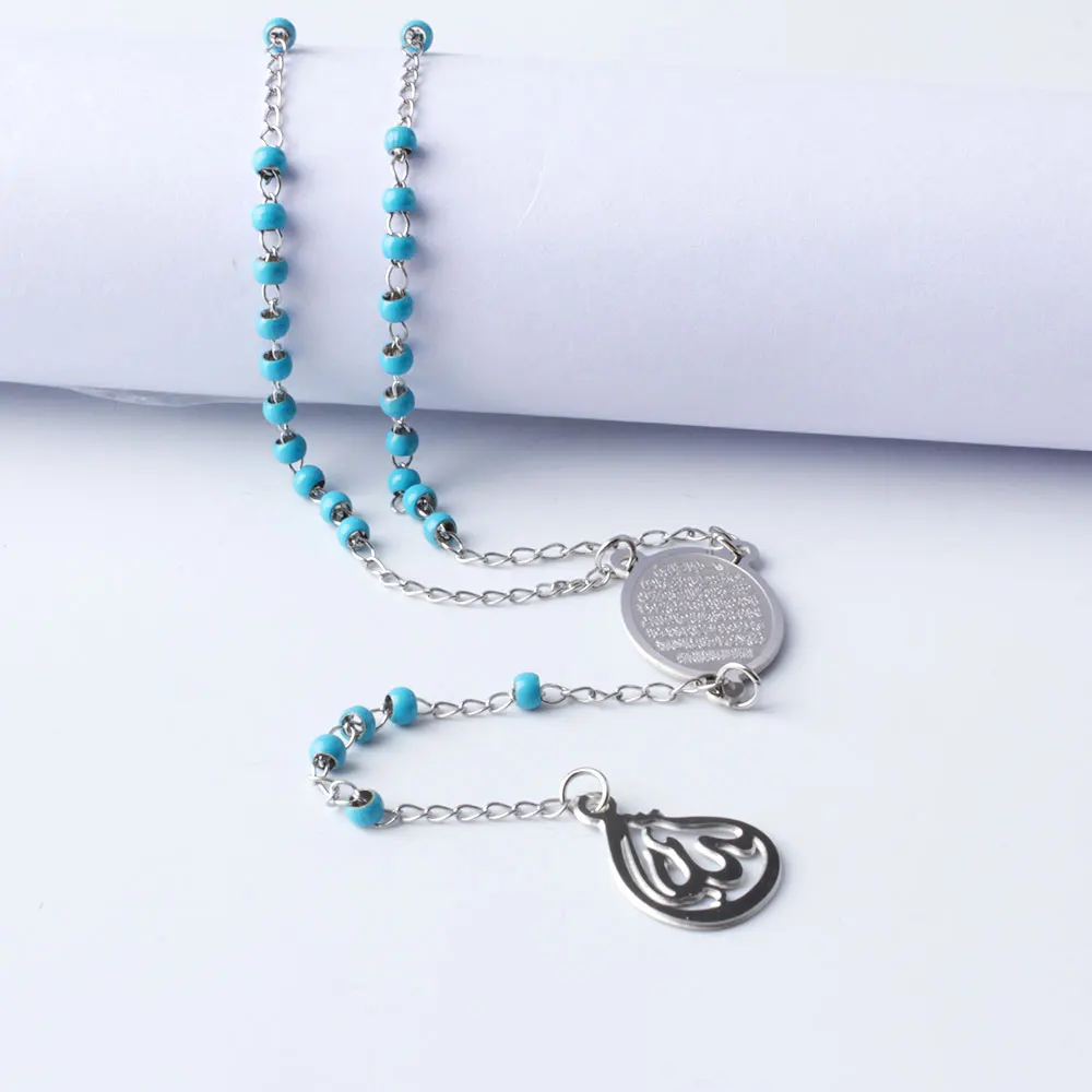 FINE4U N107 ожерелье с кулоном в виде креста Девы Марии для женщин 316L нержавеющая сталь длинные четки бусы ожерелье Религиозные ювелирные изделия