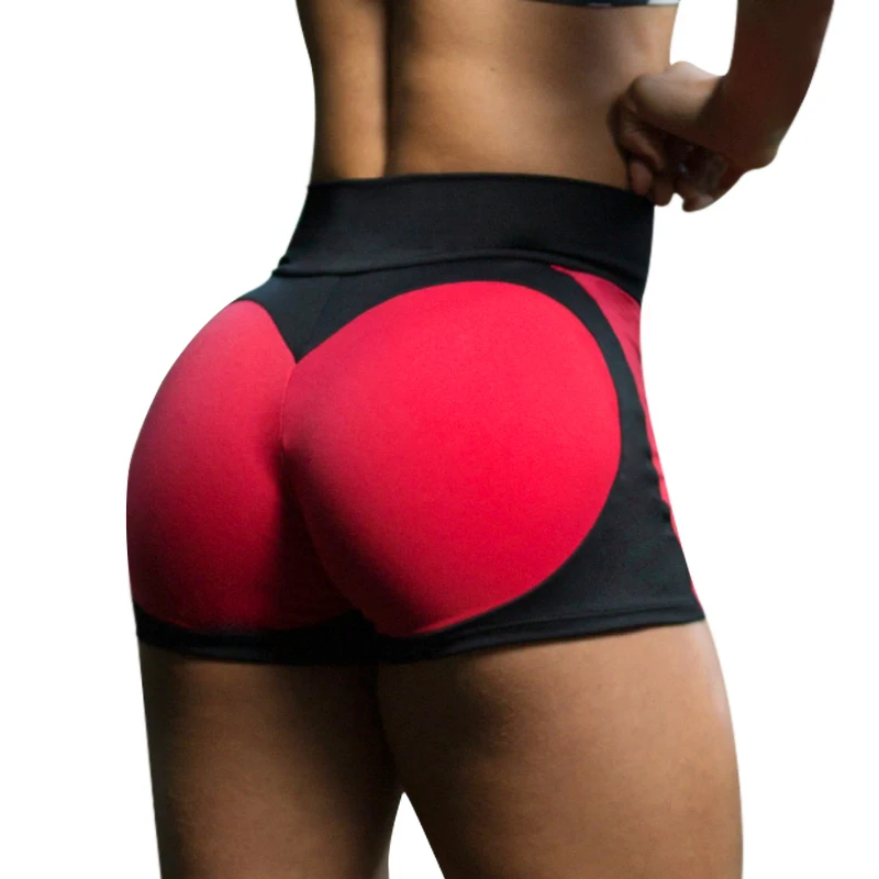 

2018 Push Up Women High Waist Shorts Patchwork Short Feminino Elastic Wicking Sporting Fitness yoga gym Dry Quick Slim Shorts