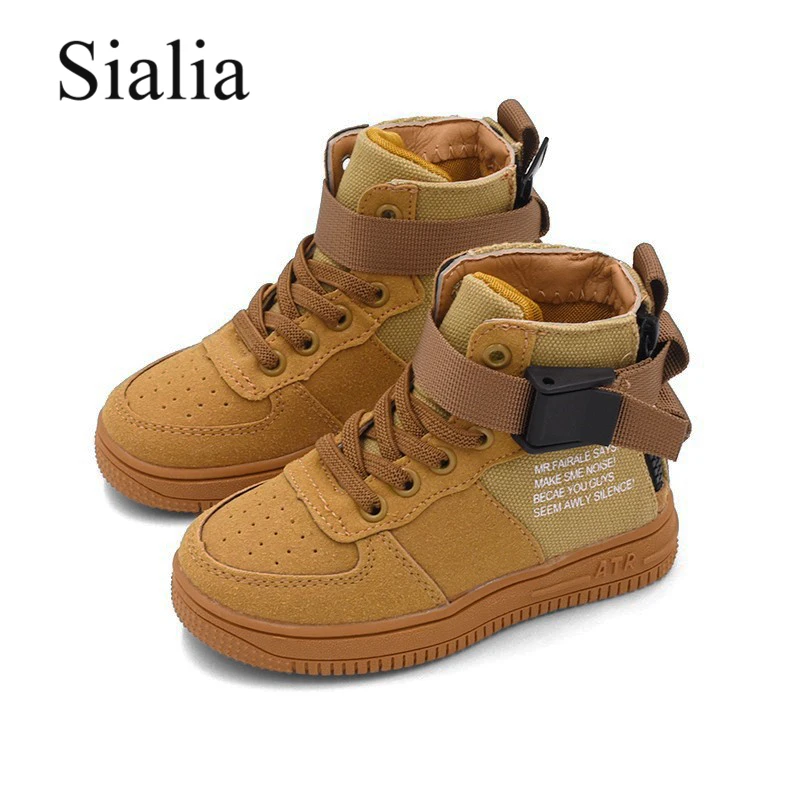 

Sialia Winter Autumn Boys Boots For Girls Shoes Children Boots Kids Buckle Strap Canvas High-top Mid-Calf tenis infantil menino