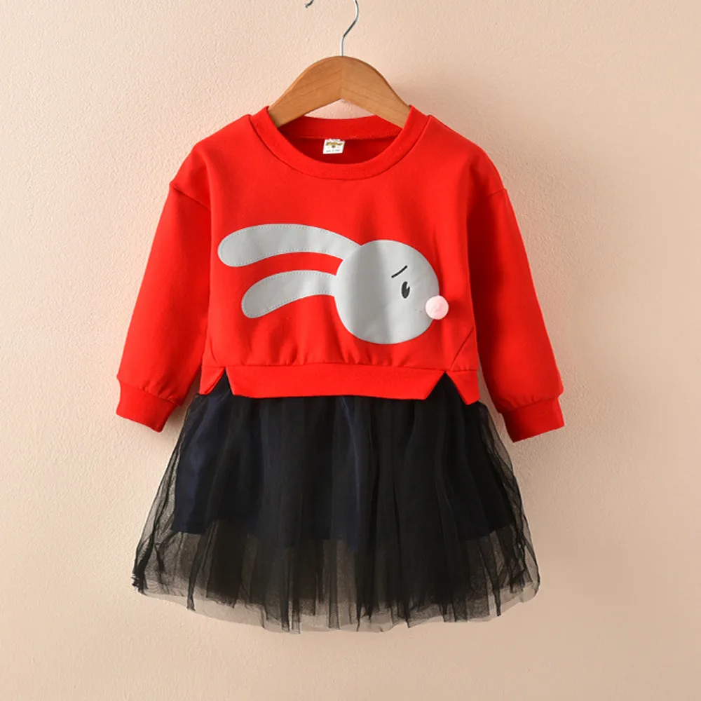 MUQGEW/Детские платья Одежда для маленьких девочек Лоскутная Толстовка принцессы с кроликом для маленьких девочек, платье roupa infantil# y2