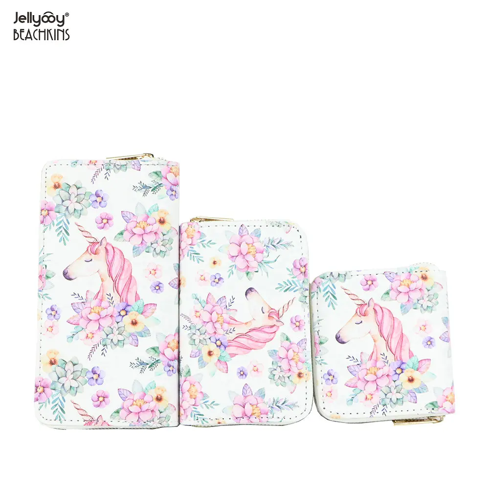 

The new color printing cartoon unicorn series zero purse printing design long wallet purse in three suits