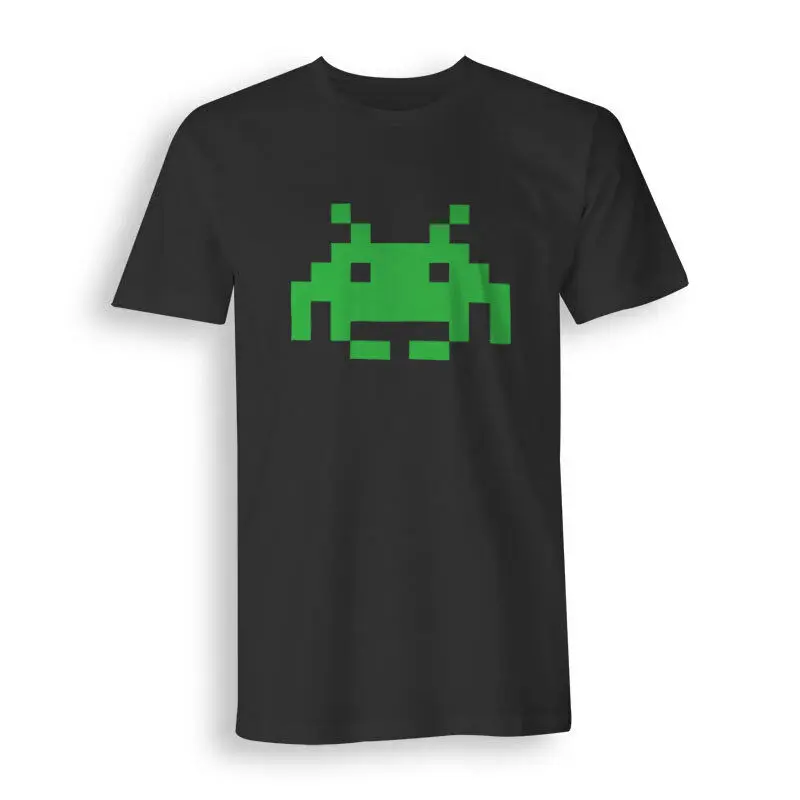 

Green Space Invaders Short Sleeve Regular Tees Black Men's T-shirt