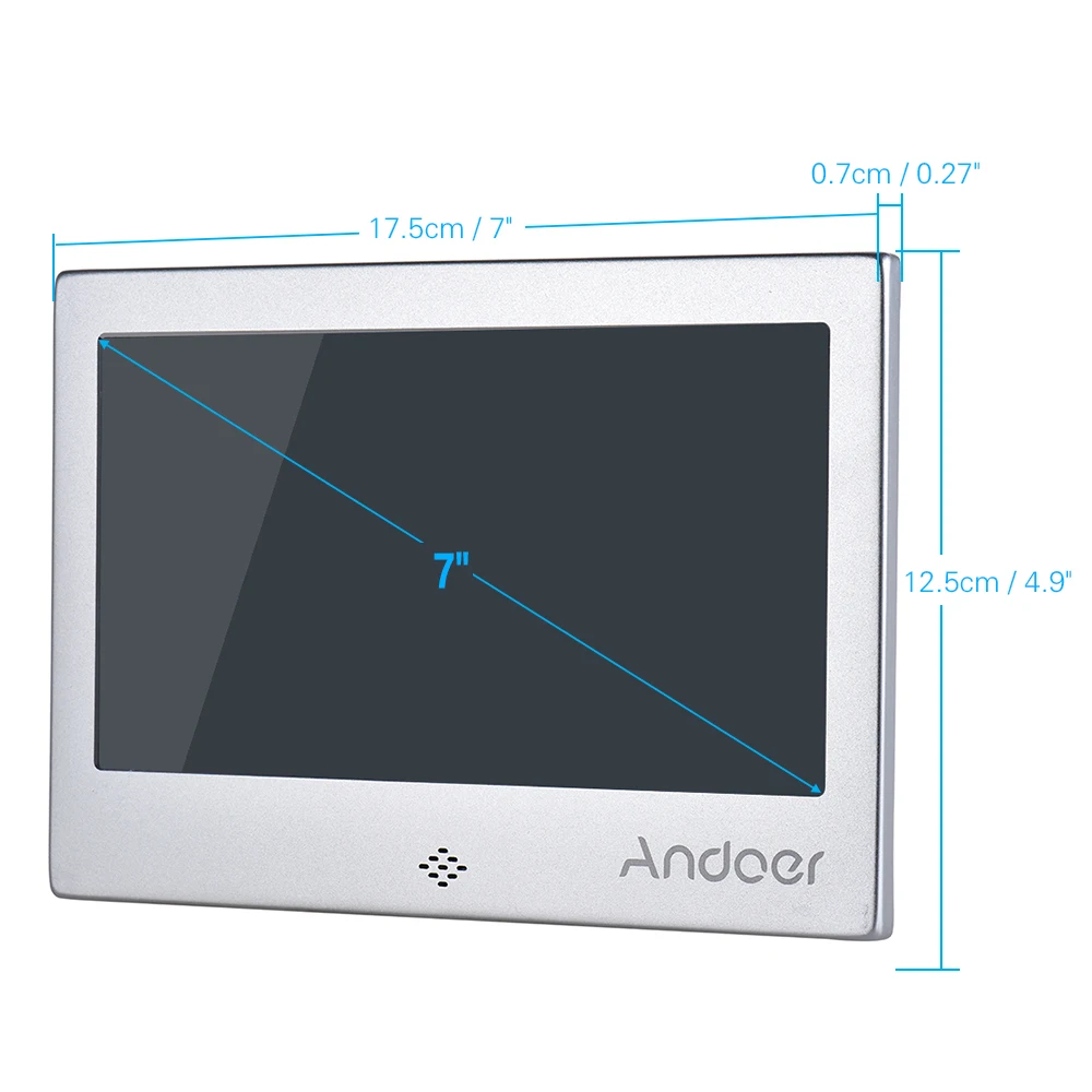 Andoer " светодиодный цифровой фоторамка 720P видео/музыка/календарь/часы/TXT плеер разрешение 1024*600 металлическая рамка с дистанционным управлением