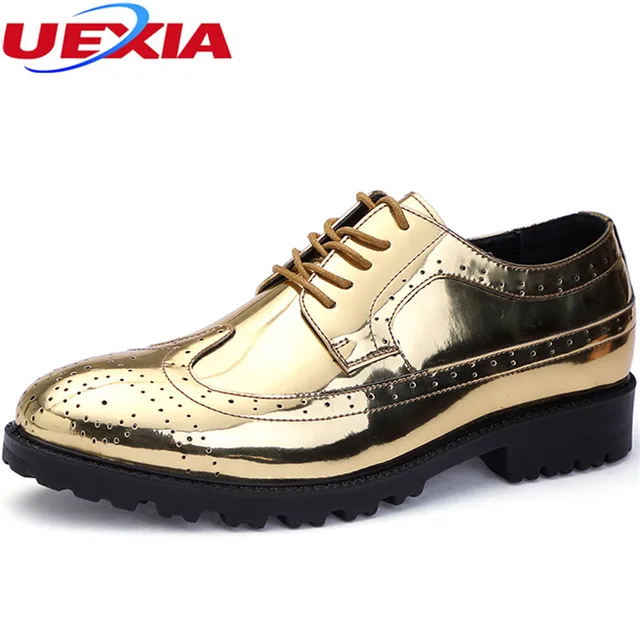 Uexia Luxury Leather Lace Up Men S Dress Shoes Man Formal Party Uexia Luxury Leather Lace Up Men S Dress Shoes Man Formal Party Office Oxfords Gold Silver Flats
