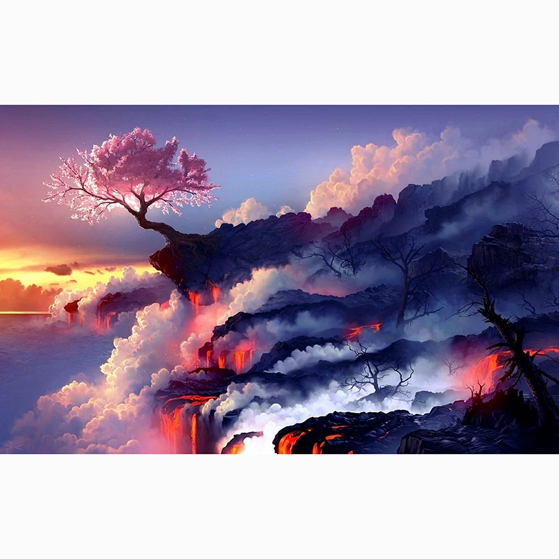 

5D DIY Full Square Diamond Painting Cross Stitch "Cliffside Tree" 3D Diamond Embroidery Rhinestone Mosaic Home Decor Gift