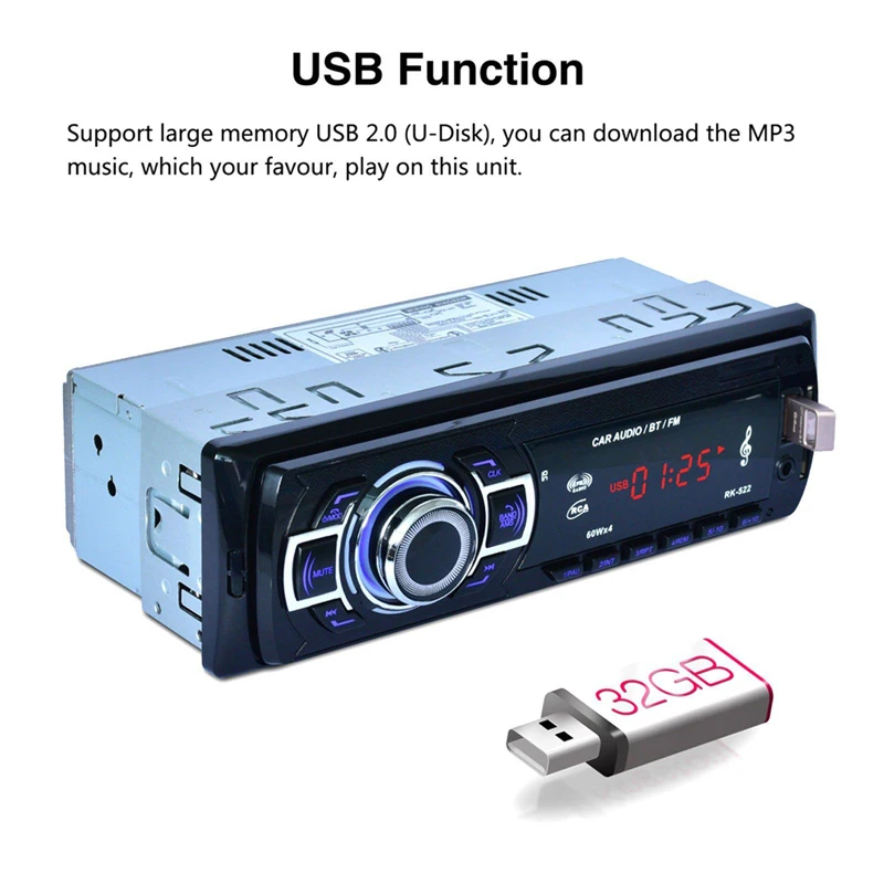 1 Дин радио MP3 плеер авторадио Bluetooth FM USB SD Card AUX Радио Стерео Беспроводной удаленного Управление Car Audio плеер RK522