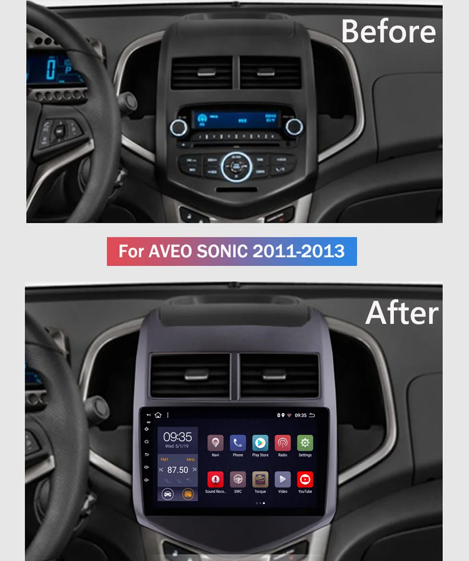 Sale 9 inch 2.5D IPS HD multi-touch screen Android8.1 2G RAM 32G ROM NAVI for Chevrolet Aveo/Sonic 2011-2013 with BT USB WIFI SWC 1