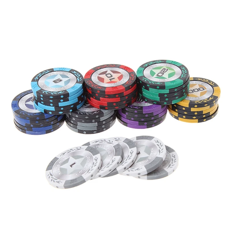 5pcs Poker Chips Clay Casino Coins Texas Hold'em Baccarat Pokerstars