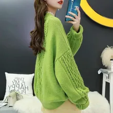 Осень и зима большой размер Свободный пуловер свитер женский корейский вариант дикого свитера пуловер куртка