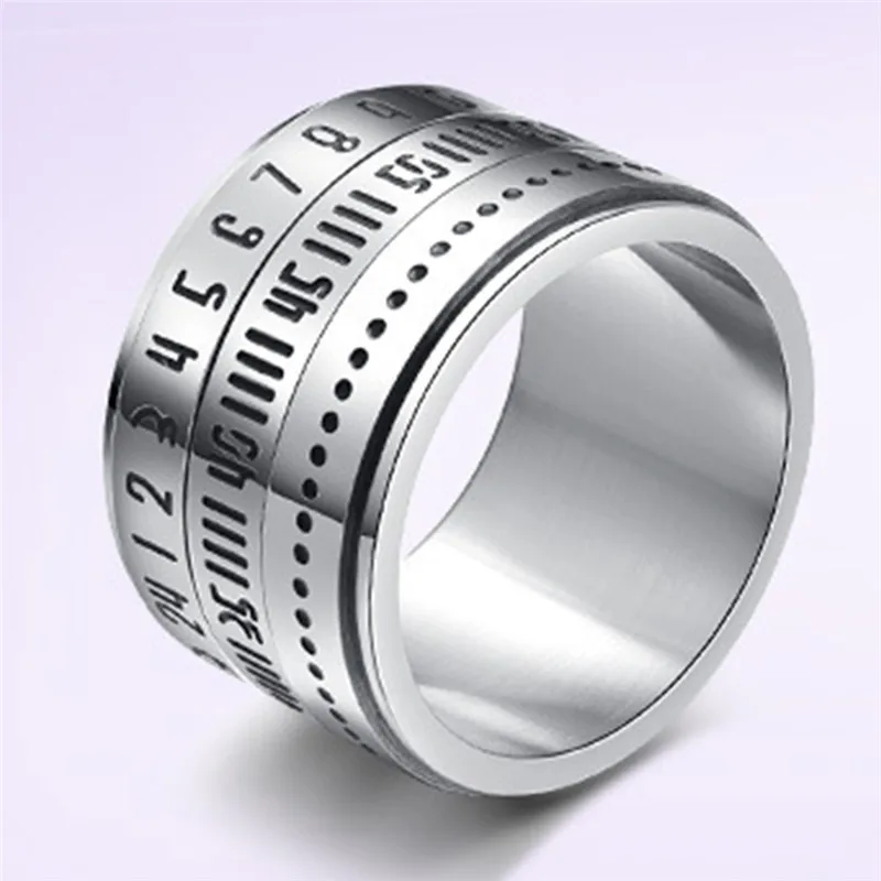 

BOAKO Punk Stainless Titanium Steel Ring Men Digital Password Revolvable Design Rapper Rings for Men Women Jewelry bague Z35