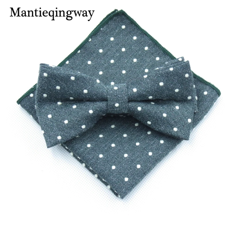 Mantieqingway мужской хлопчатобумажный галстук-бабочка носовой платок набор бизнес костюмы бантики точка карман квадратное полотенце для сундуков Hankies для свадьбы