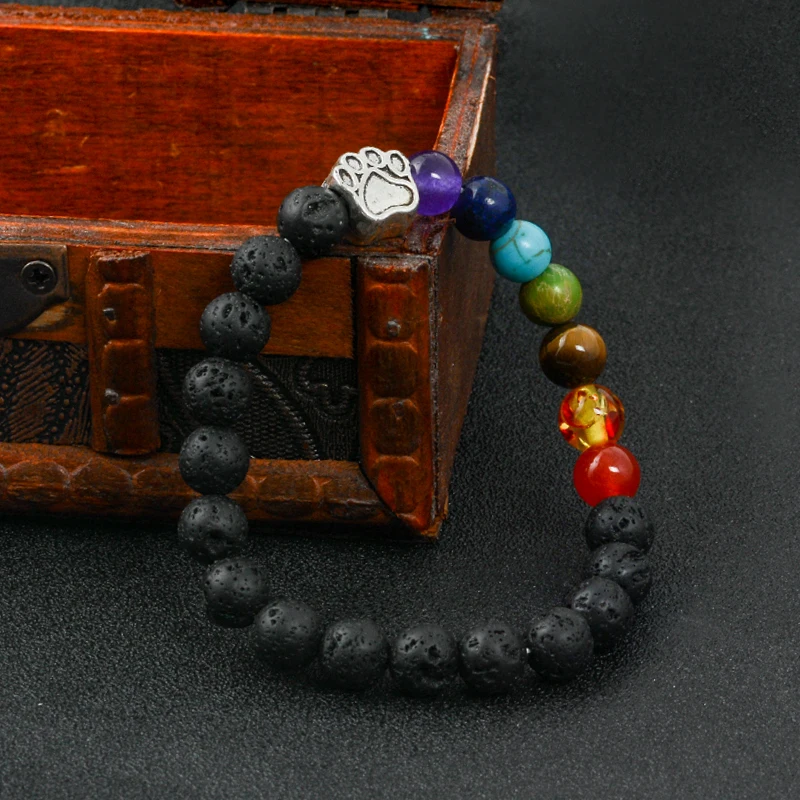 Qihe ювелирные изделия из камня, бусины, браслеты, принт лапы собаки, шарм, лака, камень, матовый камень, разноцветный браслет из бисера, украшение в виде собачьей лапы, кошки