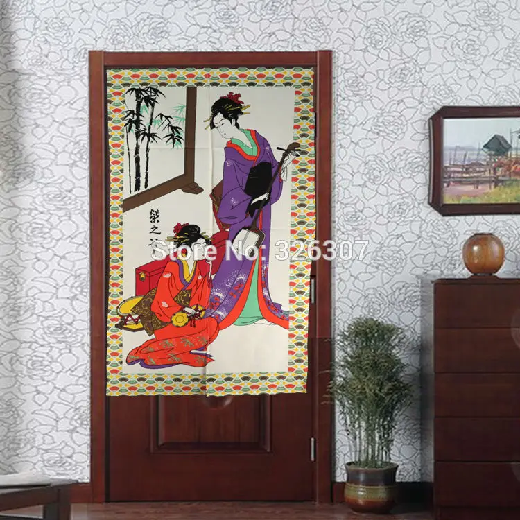 Японский Норен древние женщины горничной Украшенные 85 см x 150 см занавес двери Япония Maidservant Ванная комната ткань спальня перегородка