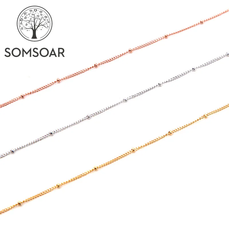 

Somsoar Jewelry 1.5mm Bead Chain Necklace 45cm Stainless Steel Ball Chain wholesale fit Initial Disc Pendant 10pcs/lot