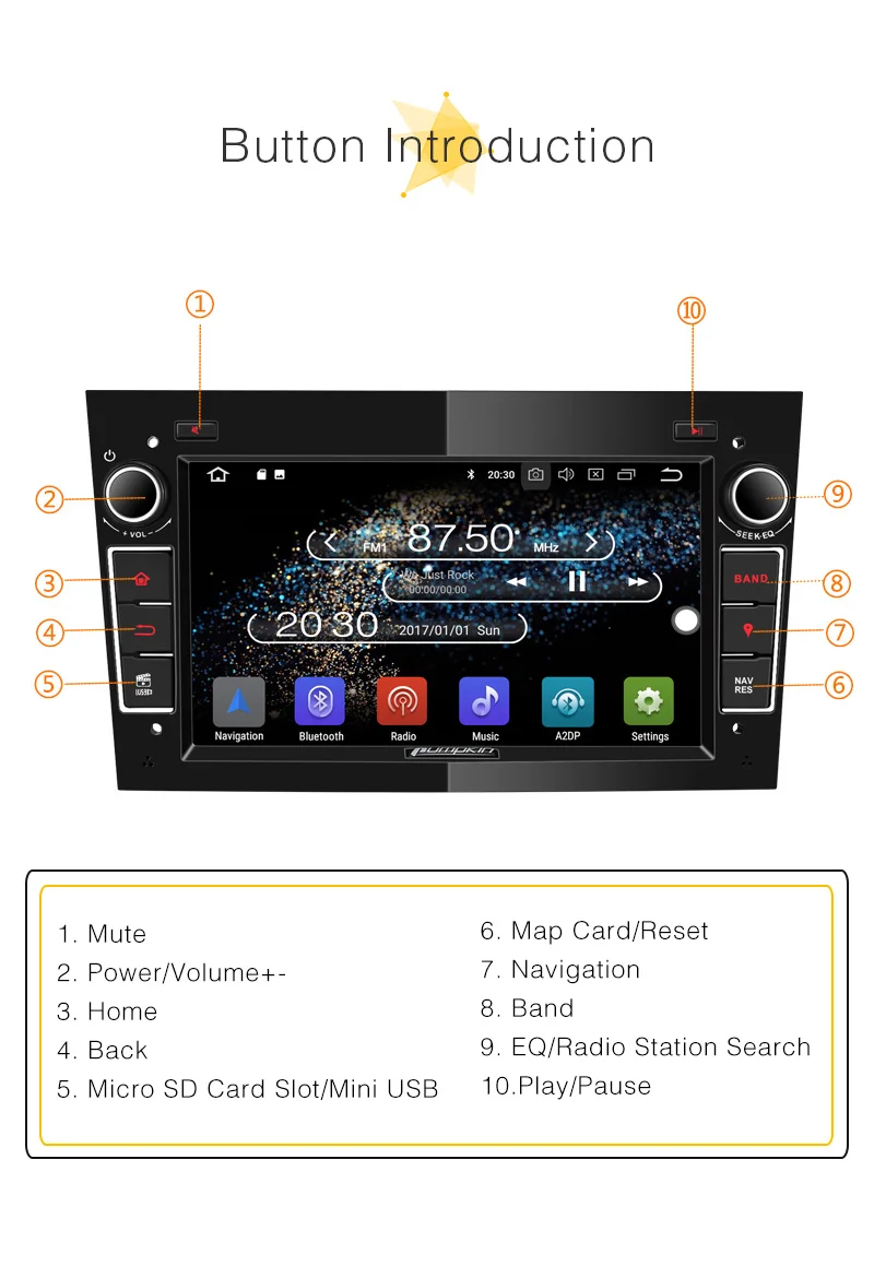 Perfect Pumpkin 2 Din7" Qcta-core 4G+32G Android 8.0 Car Radio No DVD Player GPS Navigation Car Stereo For Opel/Corsa Wifi OBD2 Headunit 7